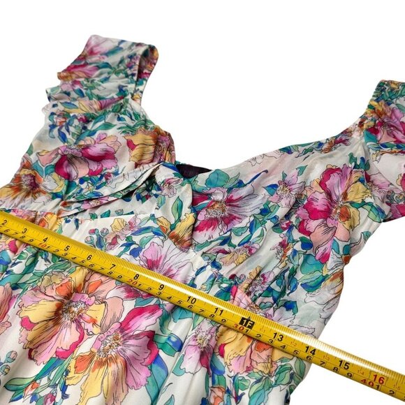 NWT Hale Bob Tiered Babydoll Dress Sz.S Floral Chiffon Flatter Sleeve Romantic - Picture 8 of 15